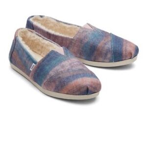 🩵 Tom’s Alpargata Cloudy Pink Ombre Fur Lined Slip-On Shoes - Blue & Pink 🩷